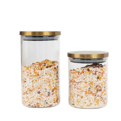 glass storage jar for food with metal lid