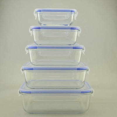 Square glass food storage box with plastic lid