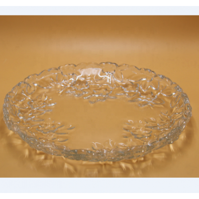 Round glass fruit tray, crystal glass plate for wedding reception