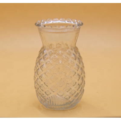 Wholesale small embossed glass decorative flower vase