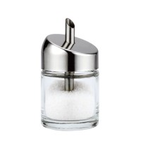 SINO GLASS trade assurance 110ml glass jar with stainless steel tube glass sugar dispenser