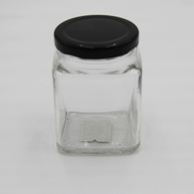 square glass mason jar with metal lid