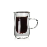 Hot sale custom 100ml  double wall  Turkey glass cup