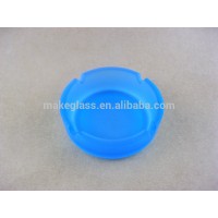 Frosted light blue glass ashtray