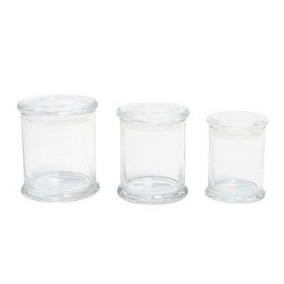 350ml clear glass cylinder glass candle jar with silicon and lid