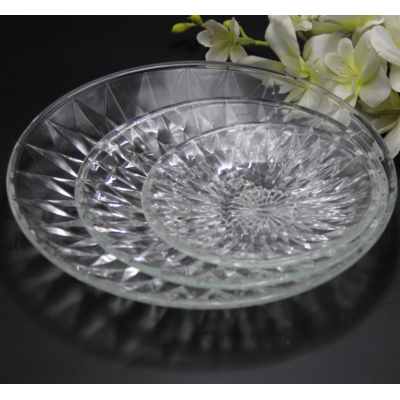 High Quality Cheap Crystal Turkish Glass Plates Clear Diamond Dinner Plates For Table Deco